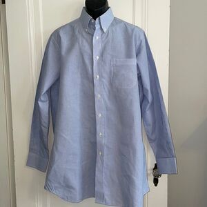 Individualized Shirts white & blue small check long sleeve cotton shirt